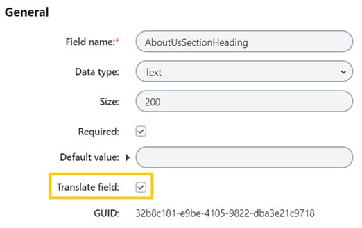 Translate Field Kentico Xperience Localization