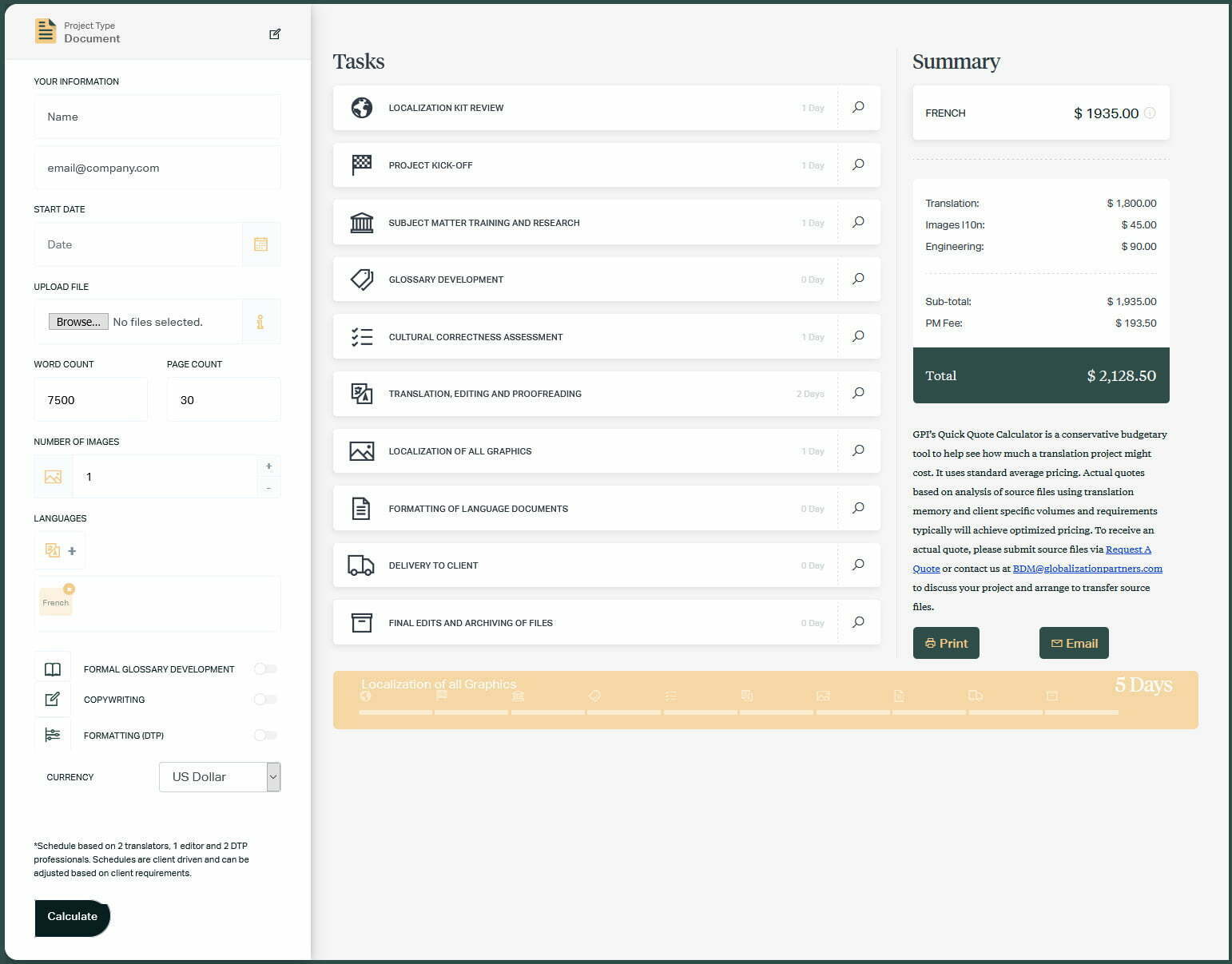 Translation Services Quote Calculator